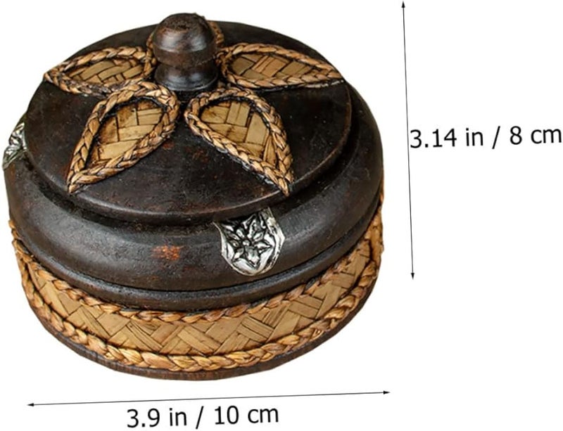 Thai Solid Wood Ashtray With Lid Handmade Decorative Smoking Ash Tray Cigar Holder Southeast Asian Style 10CM Diameter - Image 2